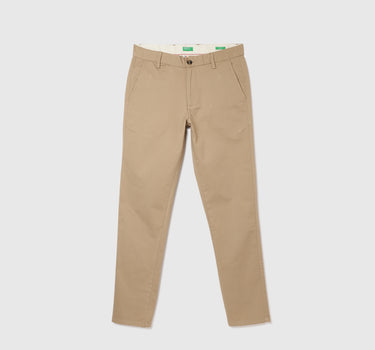 Cotton Mix Plain Slim Fit Trousers