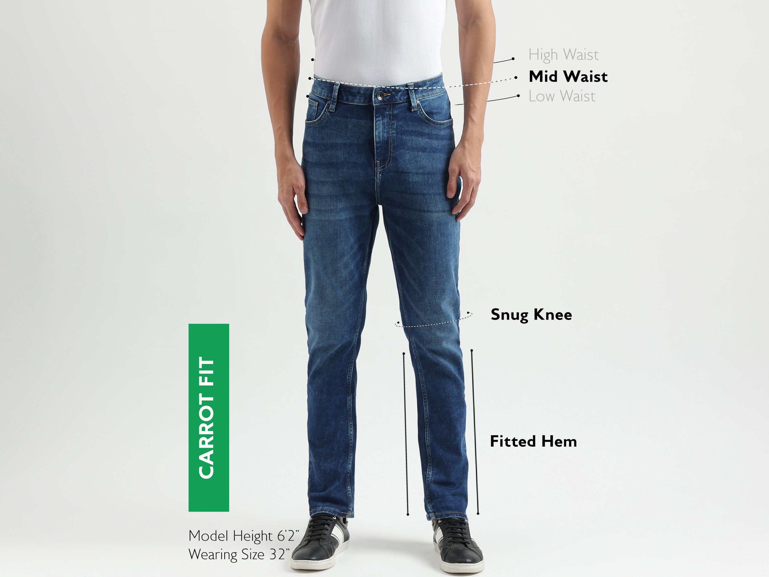 Solid Pattern Carrot Fit Jeans – United Colors of Benetton Store