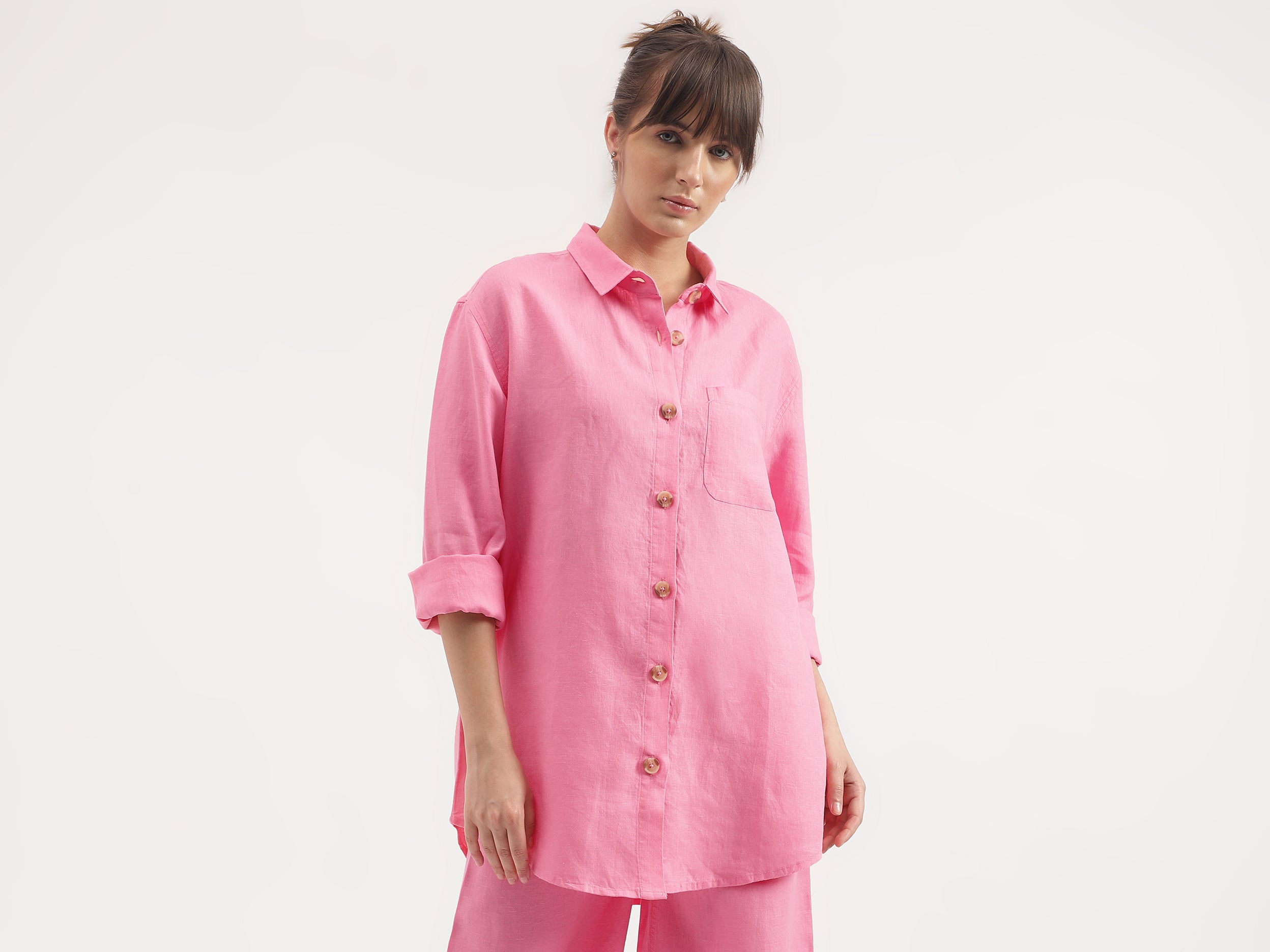 Regular Fit Spread Collar Solid Shirt