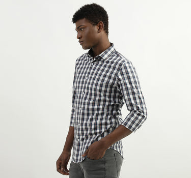 Cotton Checked Cutaway Collar Mens Shirts