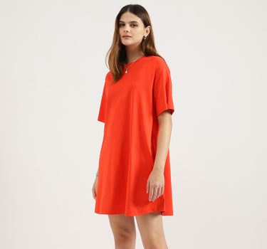 Regular Fit Round Neck Solid Dress