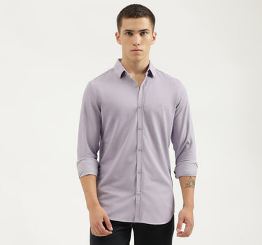 Slim Fit Spread Collar Solid Shirts