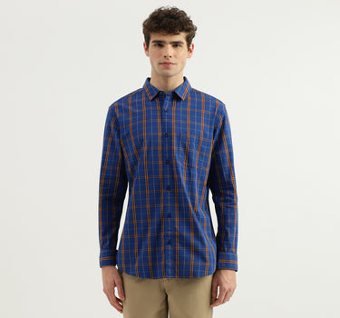 Slim Fit Spread Collar Checkered Shirt