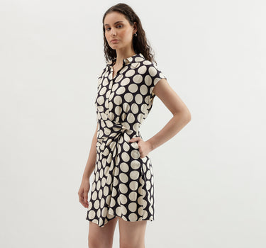 Spread Collar Polka Print Dresses