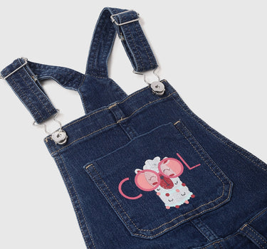 Cotton Solid Regular Length Girls Dungaree