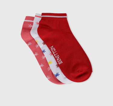 Pack of 3 Solid & Printed Socks