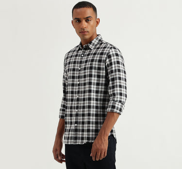 Men's Slim Fit Spread Collar Checked Shirts