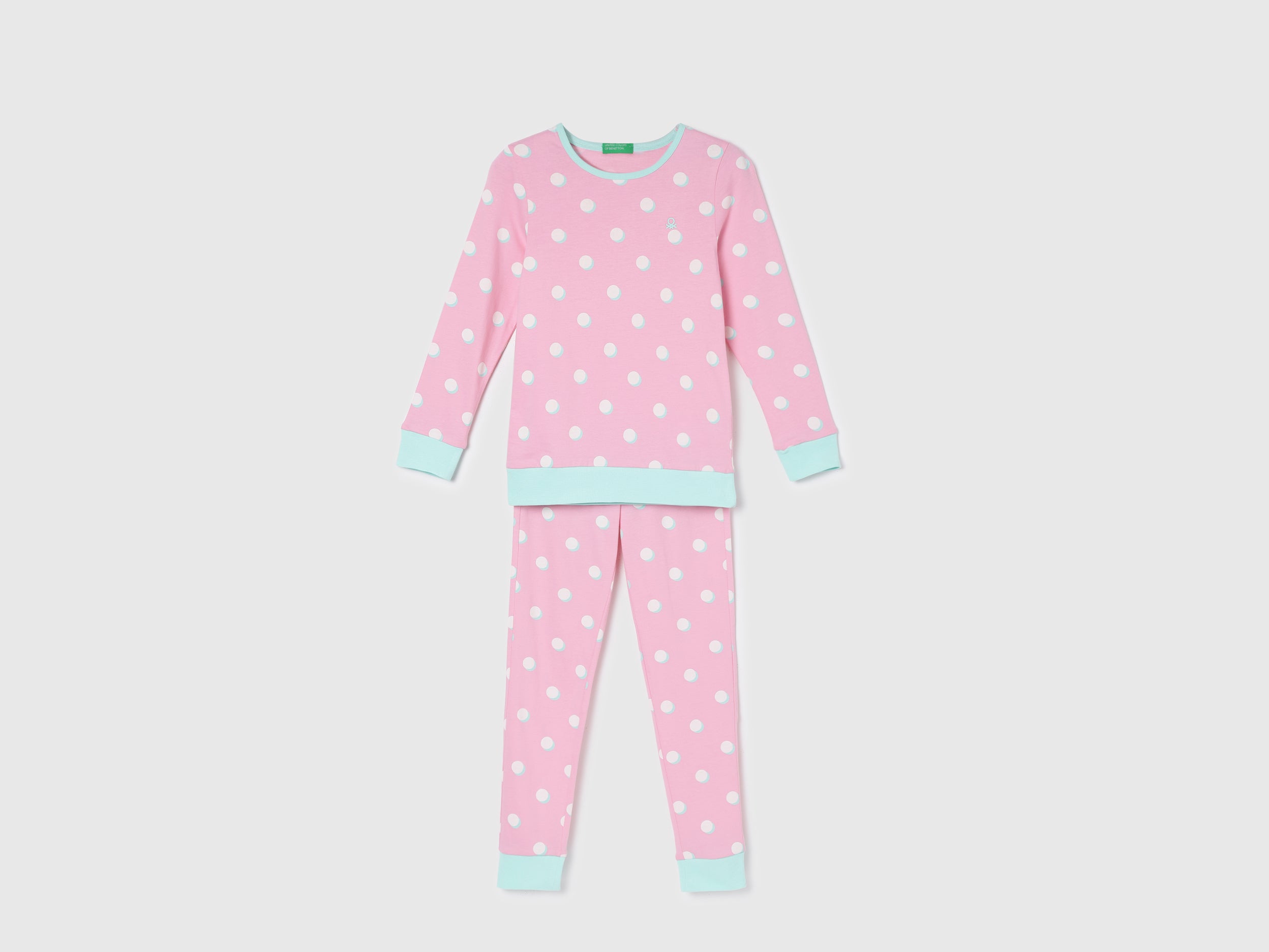 Regular Fit Full Sleeve Polka Dot T-Shirt and Polka Dot Pyjama Set