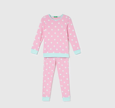 Regular Fit Full Sleeve Polka Dot T-Shirt and Polka Dot Pyjama Set