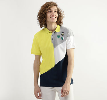 Men Color Blocked Polo Collar T-shirt