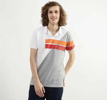 Men Color Blocked Polo Collar T-shirt