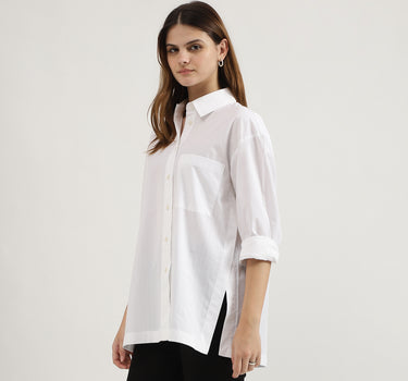 Spread Collar Striped Shirt