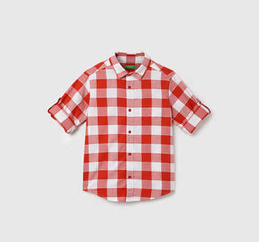 Regular Fit Spread Collar Checkered Shirts