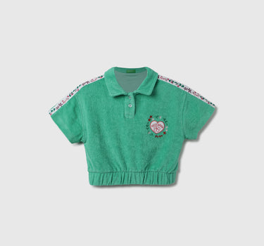 Striped & Logo Embroidered Towel Polo T-Shirt