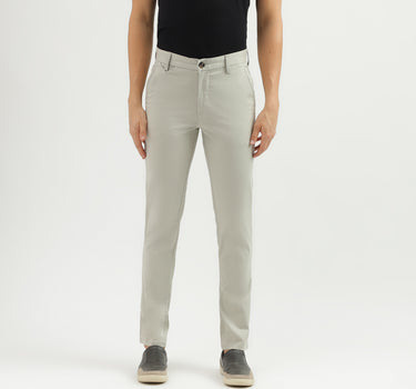 Men's Solid Slim Fit Trousers with Button Closure