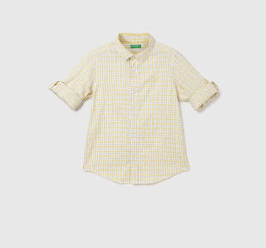 Regular Fit Spread Collar Checkered Shirt