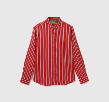 Slim Fit Spread Collar Striped Shirt