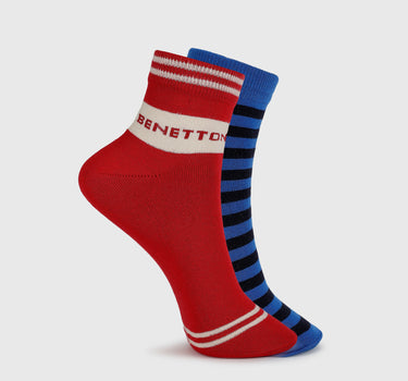 Pack of 2 Striped & Branded Socks