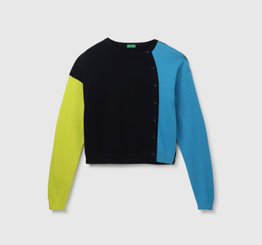 Women's Regular Fit Crew Neck Colorblock Sweater