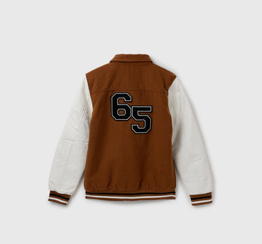 Boy's Regular Fit Rabbit Badge Embroidered Varsity Jacket