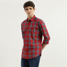 Slim Fit Spread Collar Checkered Shirt