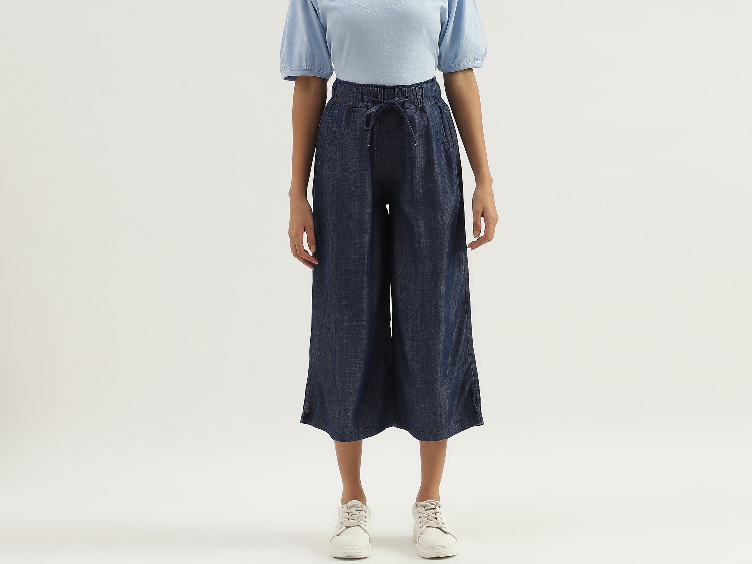 Solid Mid Waist Regular Fit Culottes