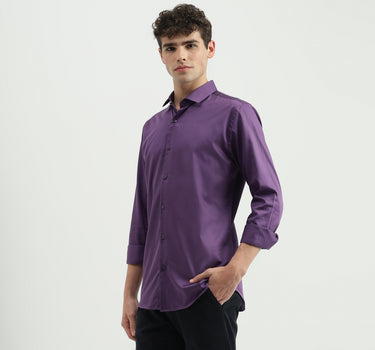 Regular Fit Spread Collar Solid Shirt