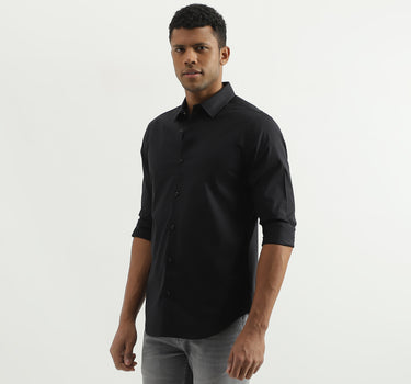 Slim Fit Spread Collar Solid Shirt