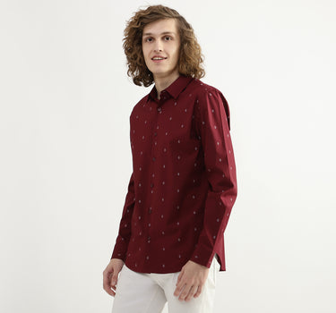 Men Printed Spread Collar Shirt