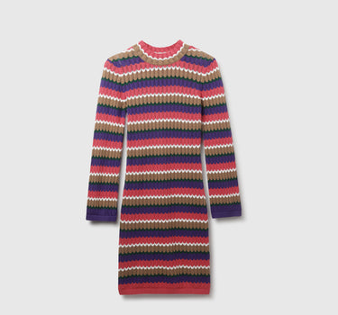 Women's Regular Fit Mock Neck Striped Sweat Dress