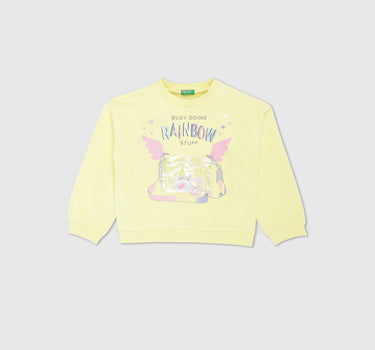 Girls Yellow Long Sleeve Printed Sweatshirt