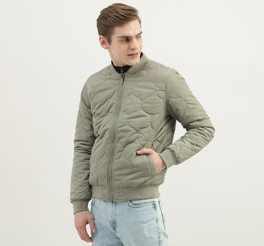 Men Quilted Stand Collar Jacket