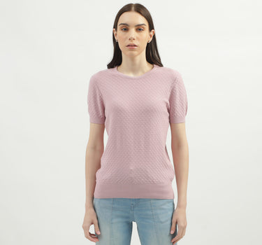 Women's Regular Fit Round Neck Textured Sweaters