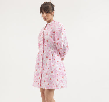 Regular Fit Mandarin Collar Printed Dress