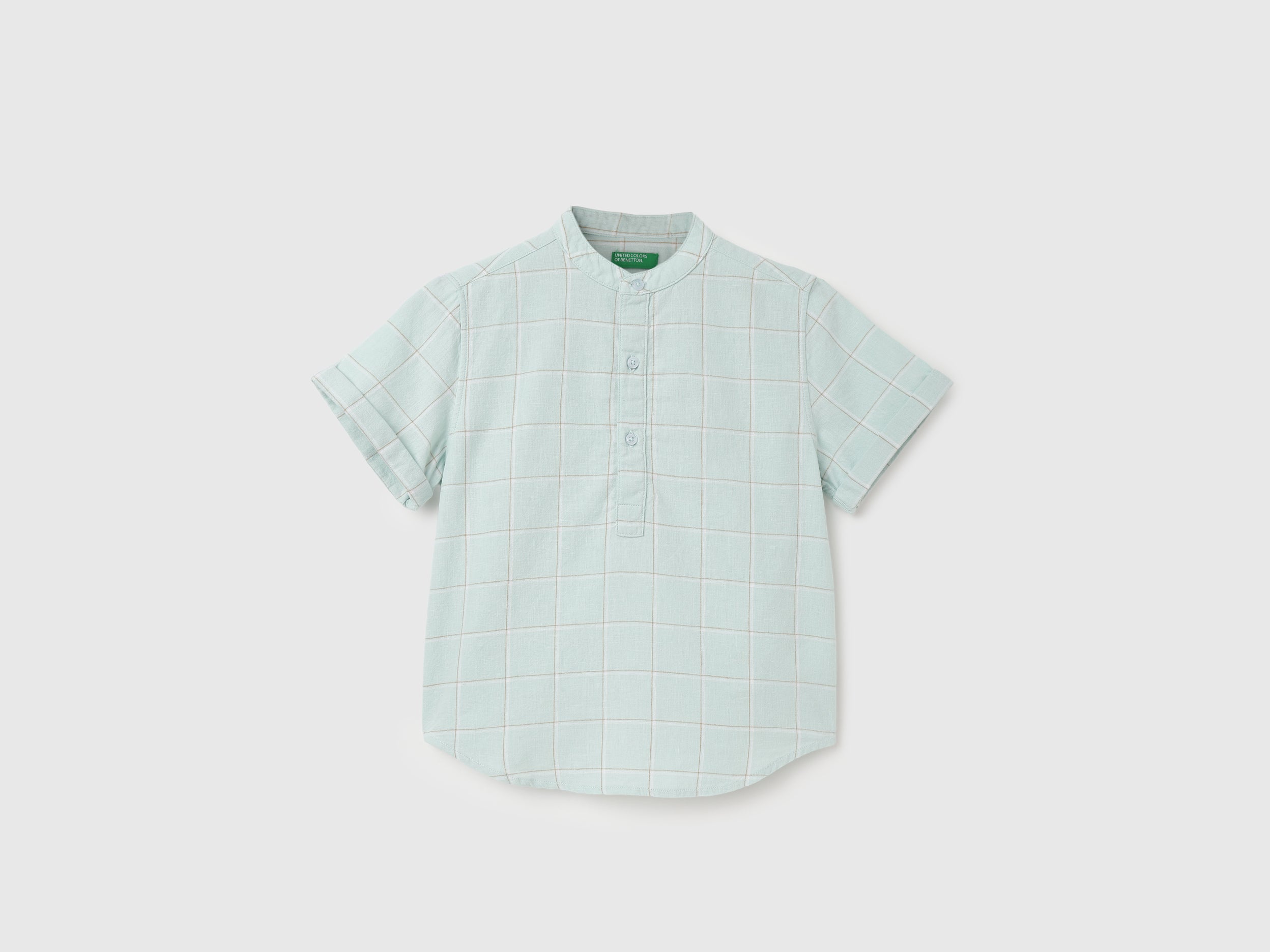 Regular Fit Mandarin Checkered Shirt