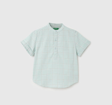 Regular Fit Mandarin Checkered Shirt