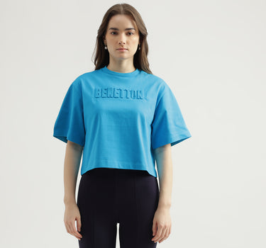 Regular Fit Crew Neck Embossed Women's T-Shirt