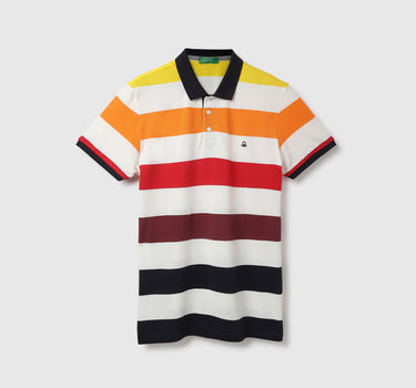 Cotton Striped Polo Collar Mens T-shirts