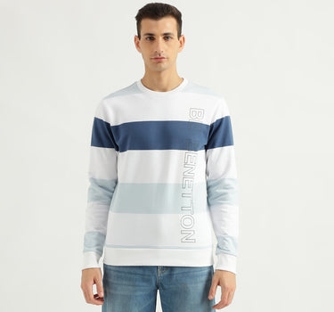 Men's Regular Fit Round Neck Color Block Sweatshirt