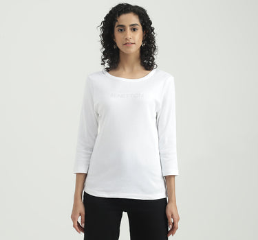 Cotton Solid Round Neck Women Tops