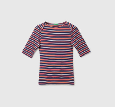 Slim Fit Boat Neck Striped Top