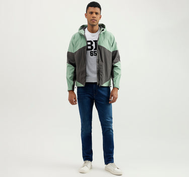 Regular Fit Hooded Colourblocked Jacket