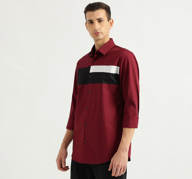 Men's Slim Fit Spread Collar Color Block Shirts