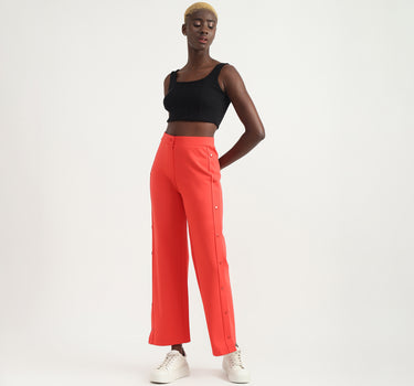 Viscose Blend Solid Regular Length Women Trousers