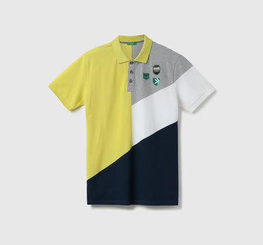 Men Color Blocked Polo Collar T-shirt