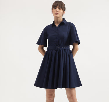 Regular Fit Spread Collar Solid Dress