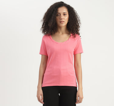 Regular Fit Scoop Neck Ribbed Top