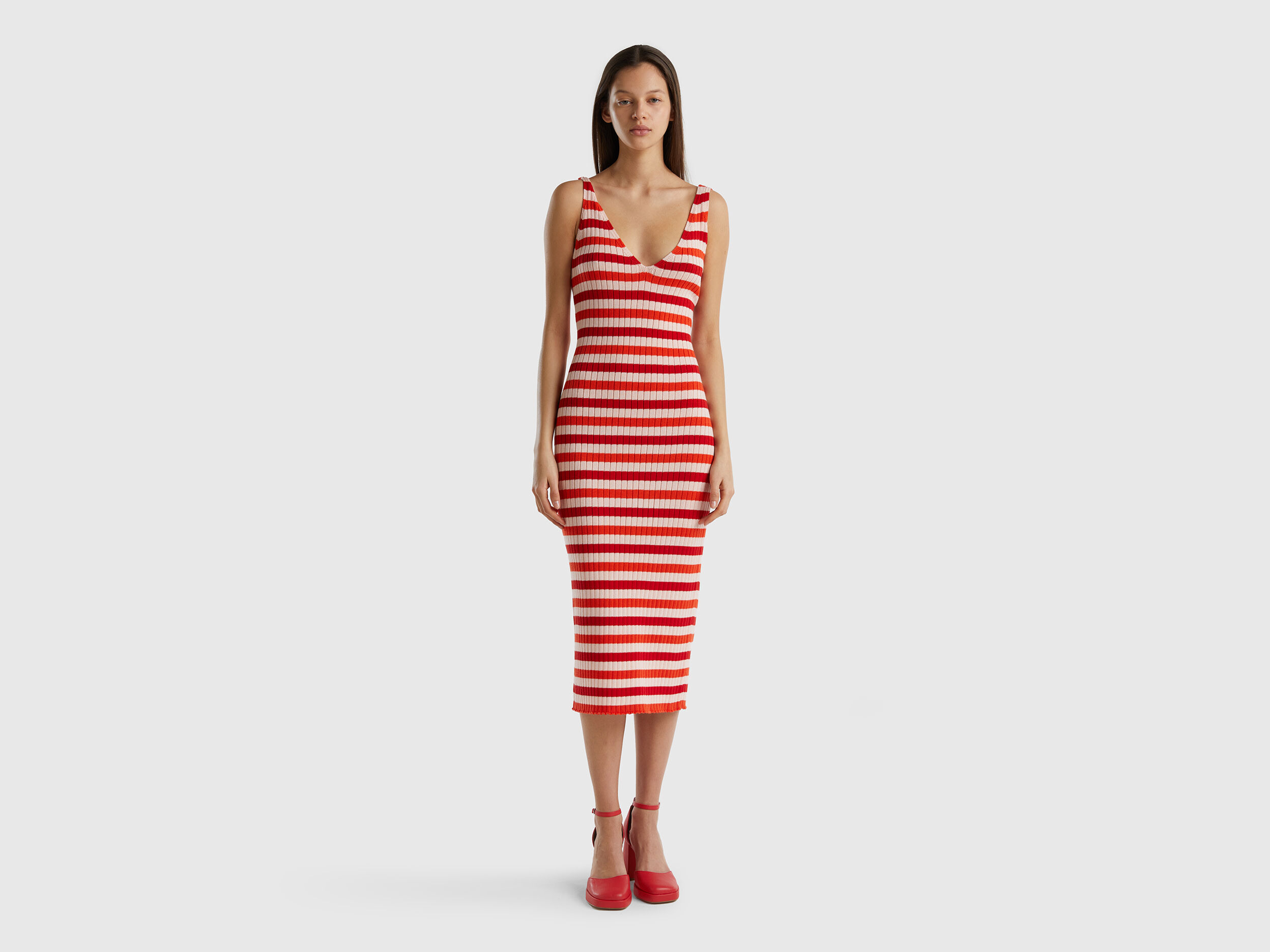 Buy VERO MODA Stripes V Neck Polyester Women's Midi Dress | Shoppers Stop