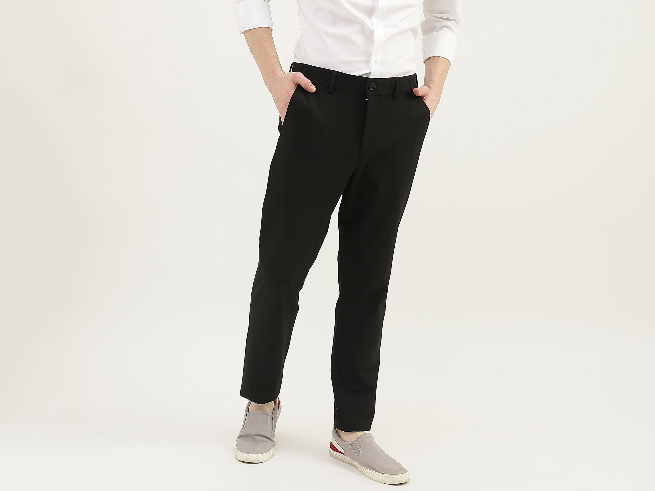 Buy Marks  Spencer Mens Regular Fit Crease Resistant Flexi Waist Trousers  32 Black at Amazonin