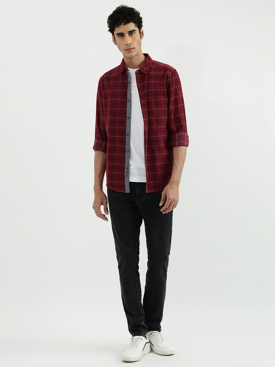 Onward Reserve Button Shirt Men's M Red Check Tailored Fit Non-Iron